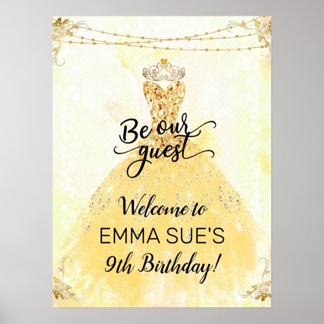 Be our Guest Princess Birthday Welcome Sign (Front)