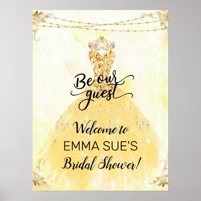 Be our Guest Princess Bridal Shower Welcome Sign (Front)