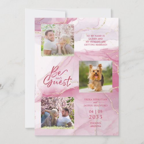 Be our Guest Quote Faux Marble in Pink 3 Photos