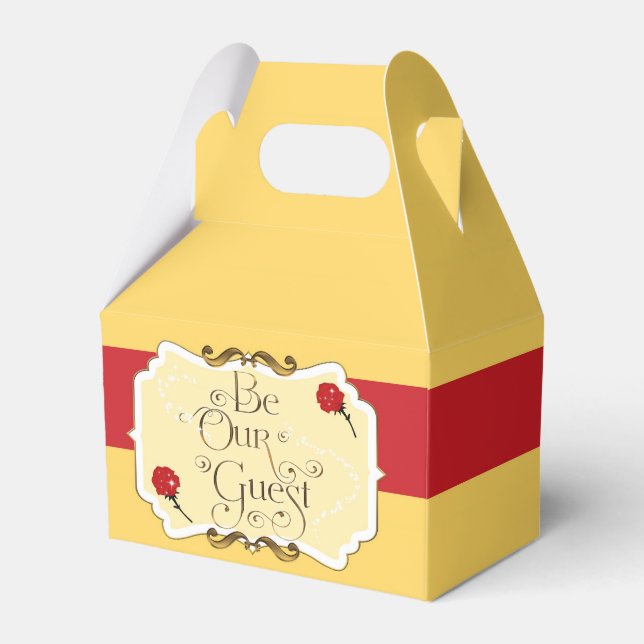 BE OUR GUEST Red Rose Birthday Party Favor Boxes (Front Side)