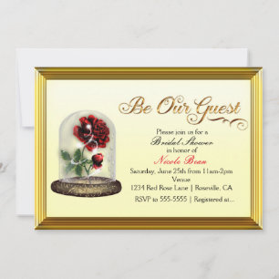 Be Our Guest Red Rose in Glass Elegant Invitation