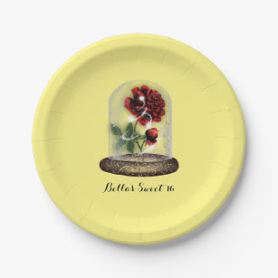 Be Our Guest Red Rose in Glass Elegant Paper Plates