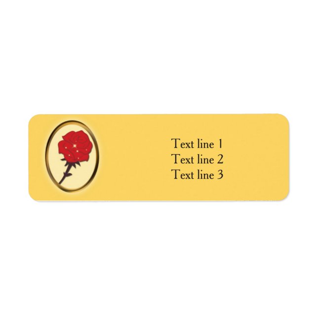 Be Our Guest Red Rose Yellow Party Address Labels (Front)