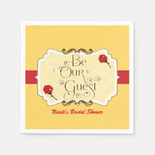 Be Our Guest Yellow & Red Rose Princess Party Napkins