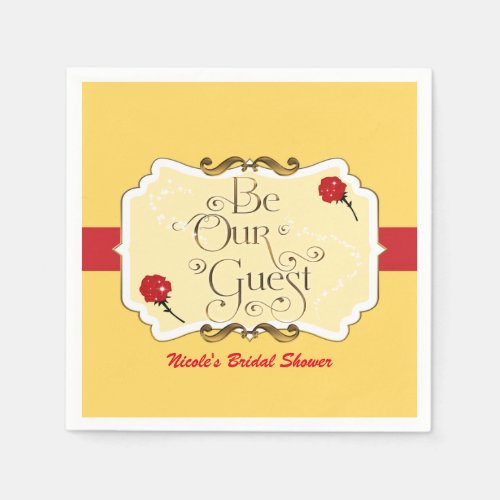 Be Our Guest Yellow  Red Rose Princess Party Napkins