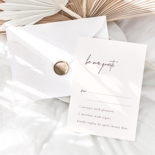 Be Our Guests Blush Minimal RSVP Card 