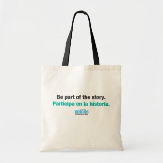 Be part of the story bilingual tote