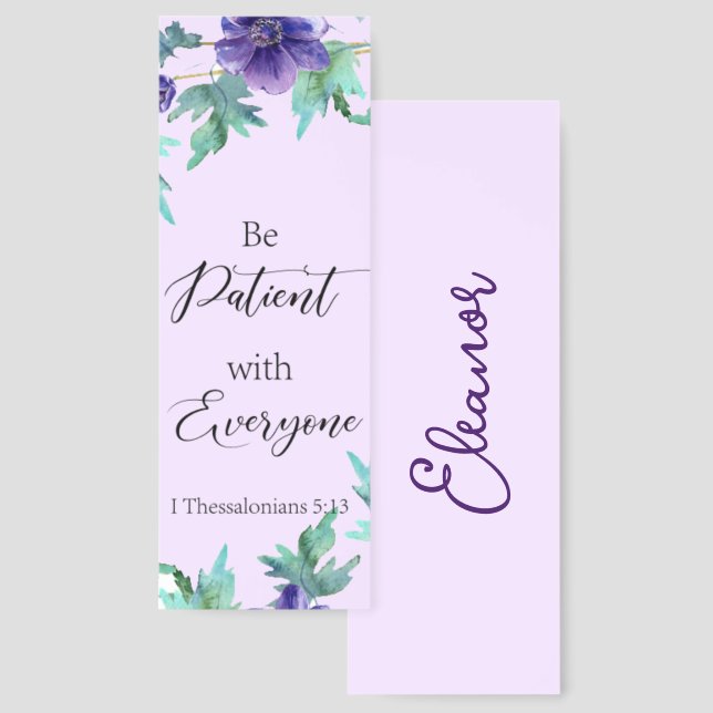 Be patient floral personalized Bookmark (Front & Back)