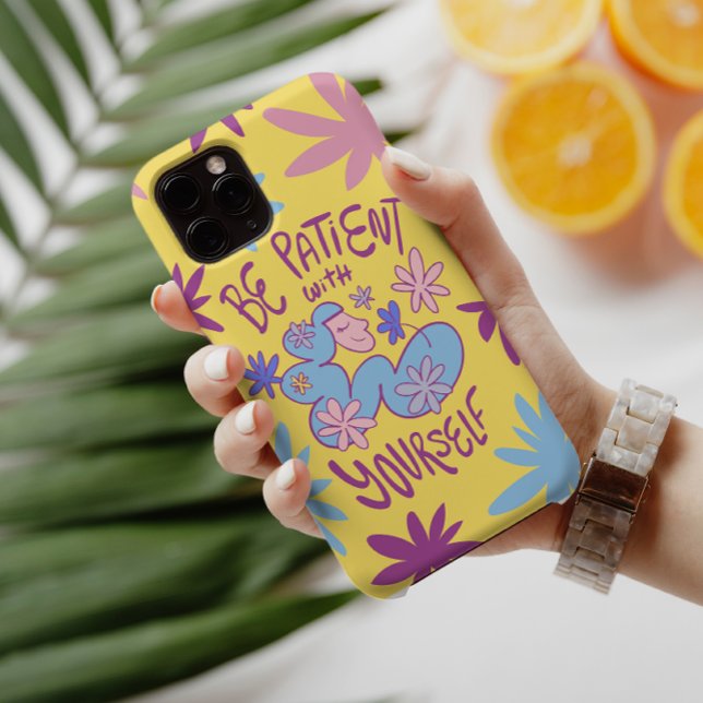 BE PATIENT WITH YOURSELF, SELF LOVE CARTOON QUOTE iPhone CASE (Creator Uploaded)