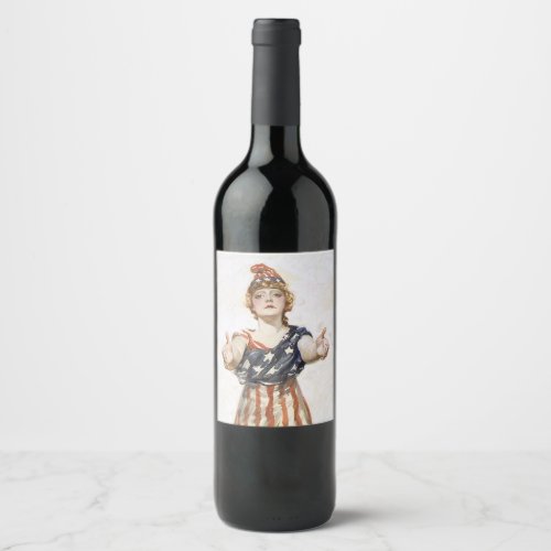 Be Patriotic vintage poster Wine Label