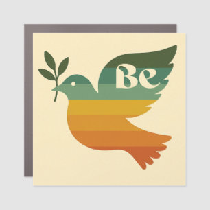 Be Peace Retro Rainbow Peace Dove Bumper Magnet