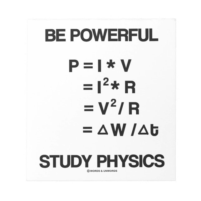 Be Powerful (Power Equations) Study Physics Notepad (Front)