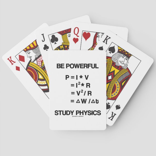 Be Powerful (Power Equations) Study Physics Poker Cards (Back)