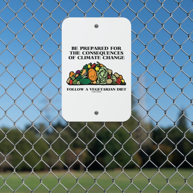 Be Prepared Consequences Climate Change Vegetarian Metal Sign (In Situ(Fence))