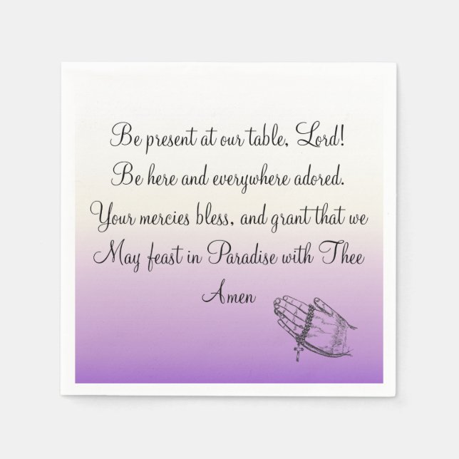 Be Present At Our Table Lord Purple Napkins (Front)