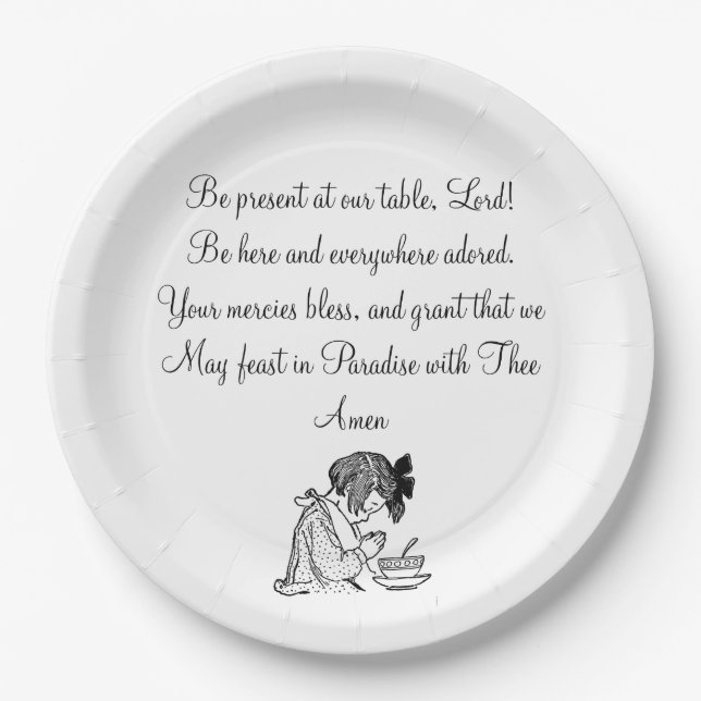 Be Present At Out Table Prayer and Child Paper Plates (Front)
