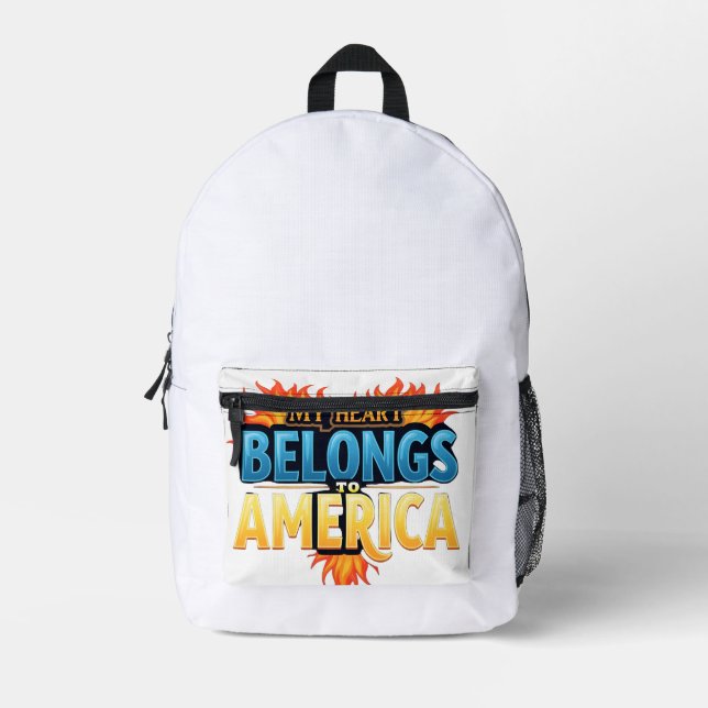 Be Proud of America – Stand Tall, Shine Bright" Printed Backpack (Front)