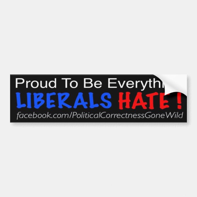 Be Proud That You're Everything That Liberals Hate Bumper Sticker (Front)