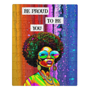 Be Proud To Be You   Groovy Woman of Color Jigsaw Puzzle