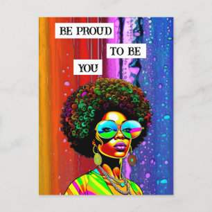 Be Proud To Be You Groovy Woman of Color Postcard