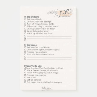 Be Ready and Be Calm: Your Shabbos Checklist. Post-it Notes