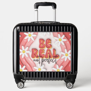 Be Real Not Perfect Groovy Puffy Retro Daisy  Luggage