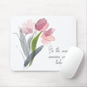 Be Reason Someone Smiles Today Pink Flowers White Mouse Pad