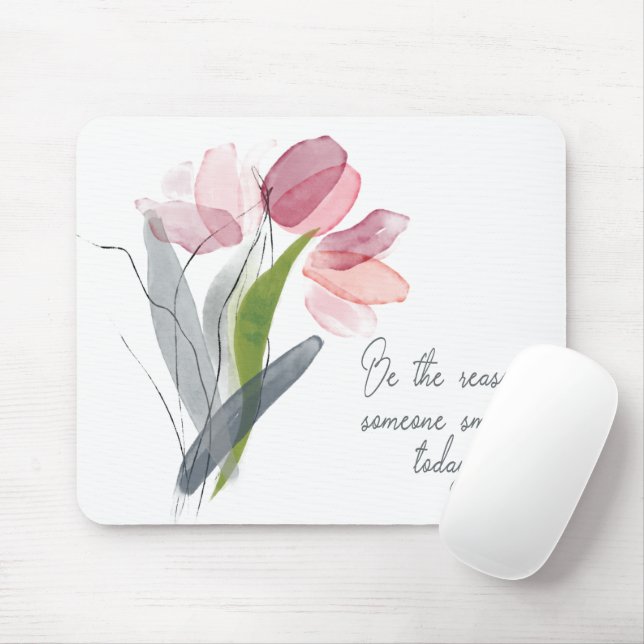 Be Reason Someone Smiles Today Pink Flowers White Mouse Pad (With Mouse)