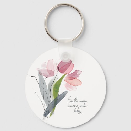 Be Reason Someone Smiles Today Pink Tulip White Keychain