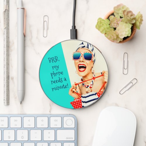 Be Right Back Funny Beach Lady Wireless Charger