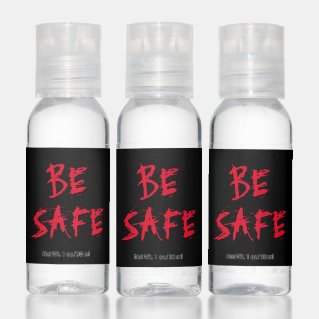 Be Safe red blood typography funny Halloween party Hand Sanitizer (Set)