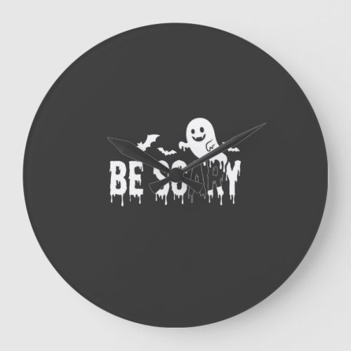 Be Scary Halloween Ghost Bat Design_1 Large Clock