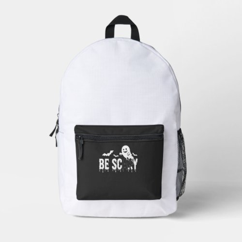Be Scary Halloween Ghost Bat Design_1 Printed Backpack