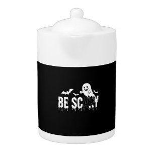 Be Scary Halloween Ghost Bat Design_1 Teapot