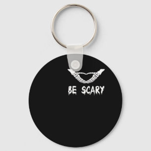 Be Scary Halloween Skeleton Over Heart Keychain
