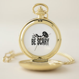 Be Scary Vintage Ghost Bat Halloween Shirt Design_ Pocket Watch