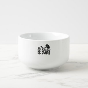 Be Scary Vintage Ghost Bat Halloween Shirt Design_ Soup Mug
