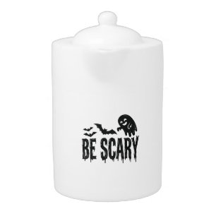 Be Scary Vintage Ghost Bat Halloween Shirt Design_ Teapot