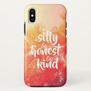 Be Sill Be Honest Be Kind Quote Retro Palm Tree iPhone XS Case