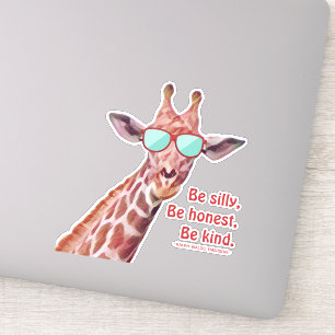 Be Silly Be Honest Be Kind Emerson Quote Giraffe  Sticker