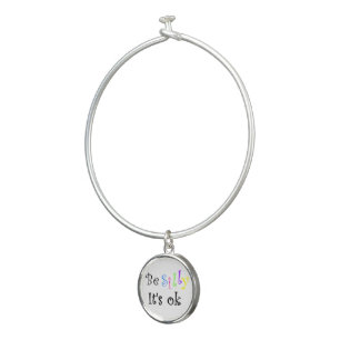 Be Silly It's Ok!-bangle bracelet with round charm