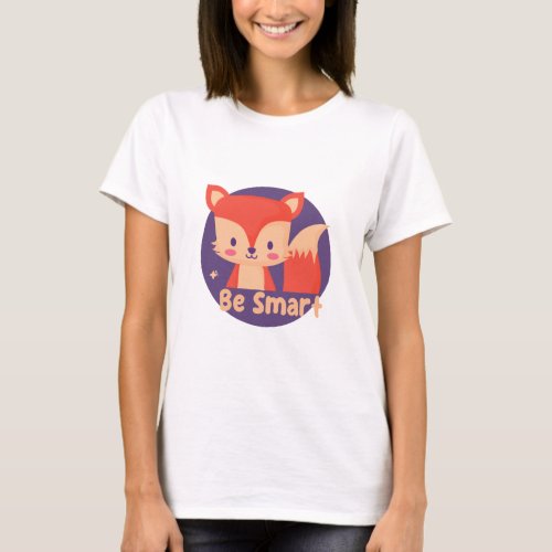 Be Smart Kawaii Funny Cute Baby Fox Red Color  T_Shirt