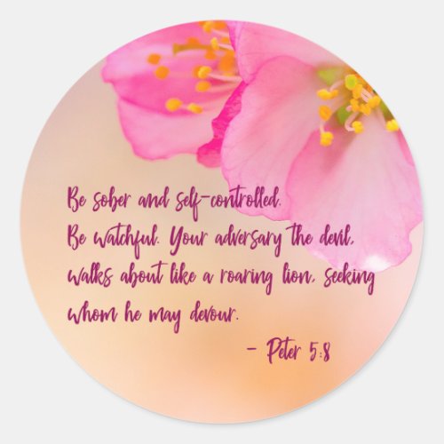 Be Sober And Self_controlled Christian Floral Classic Round Sticker