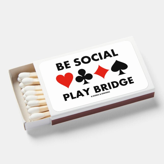 Be Social Play Bridge Four Card Suits Advice Matchboxes (Front Open)