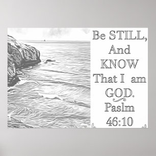 Be still and know, Adult coloring seascape Poster