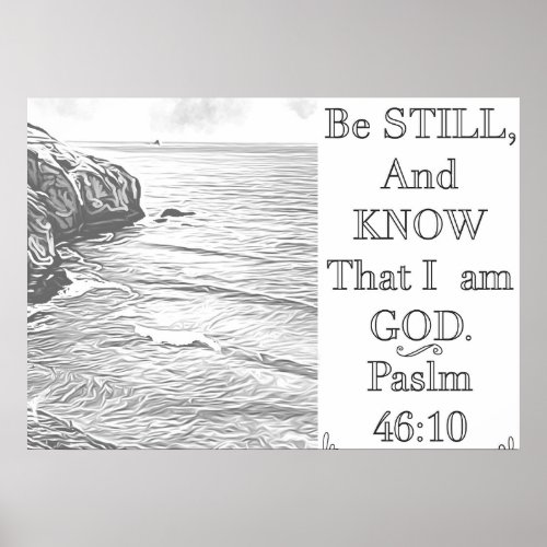 Be still and know  Adult coloring seascape Poster
