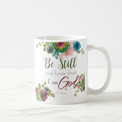 Be Still and Know Bible Verse Monogram Watercolor Coffee Mug