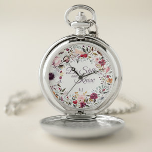 Be Still and Know Faith Floral Psalm 46:10 Pocket Watch