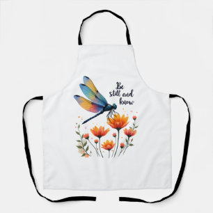 Be still and know Floral Dragonfly Christian Summe Apron