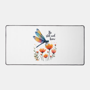 Be still and know Floral Dragonfly Christian Summe Desk Mat